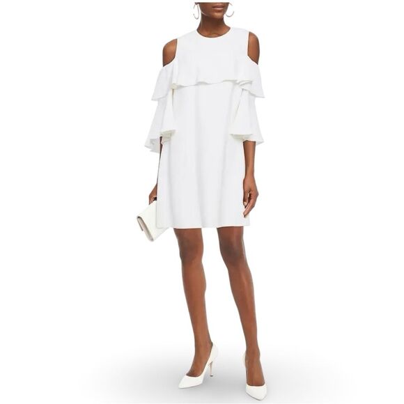 Elie Saab cold-shoulder ruffle crepe dress reception bridal dress size 4 new - Picture 1 of 16